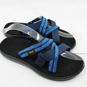 TEVA NWOT Women Sandals Black Blue SZ 8M Supper Cushion Slip on Strappy